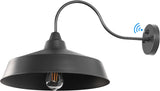 Black wall-mounted lamp with a Gooseneck design on a white background