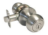 Satin Nickel Finish Round Entry Door Knob with Key style 5765DC-ET