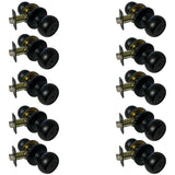 Contractor pack of 10 matte black round privacy door knobs