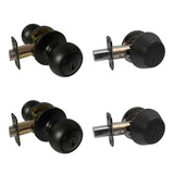 2 pack combo of round entry door knob and deadbolts in matte black
