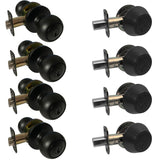 4 pack combo of round entry door knobs and deadbolts in matte black finish