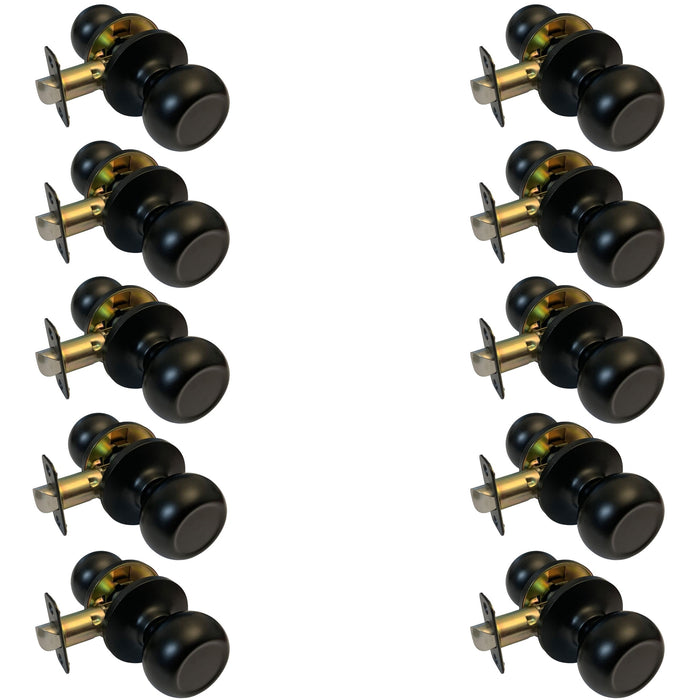 contractor pack of 10 matte black round passage door knobs for closet and pantry