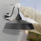 Black wall-mounted light fixture with dimensions indicated on a gray background