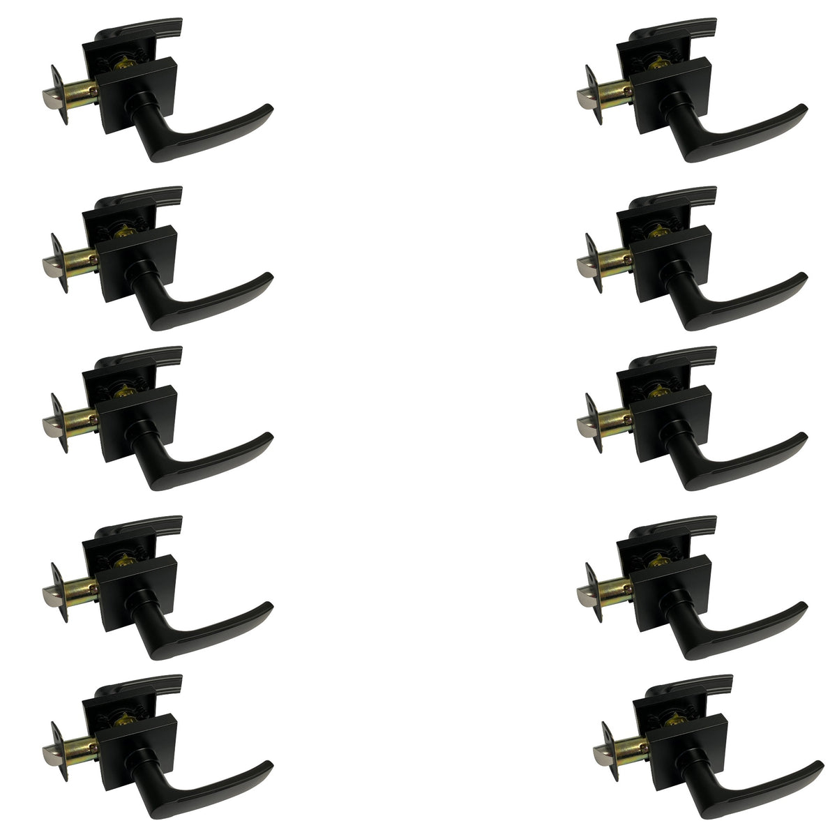 10 Pack Contractor Pack 8048NBL Black Finish Square Passage Levers (H