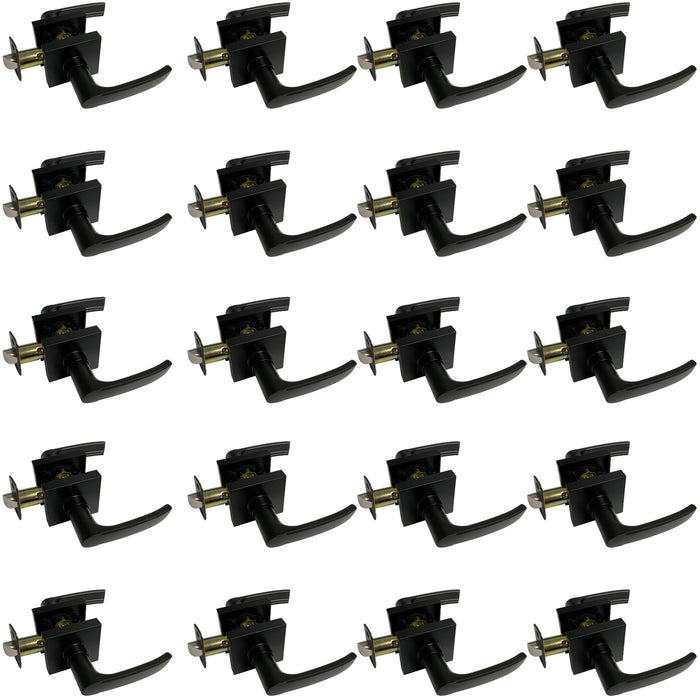 Contractor pack of 20 matte black square passage door levers style 8048nbl
