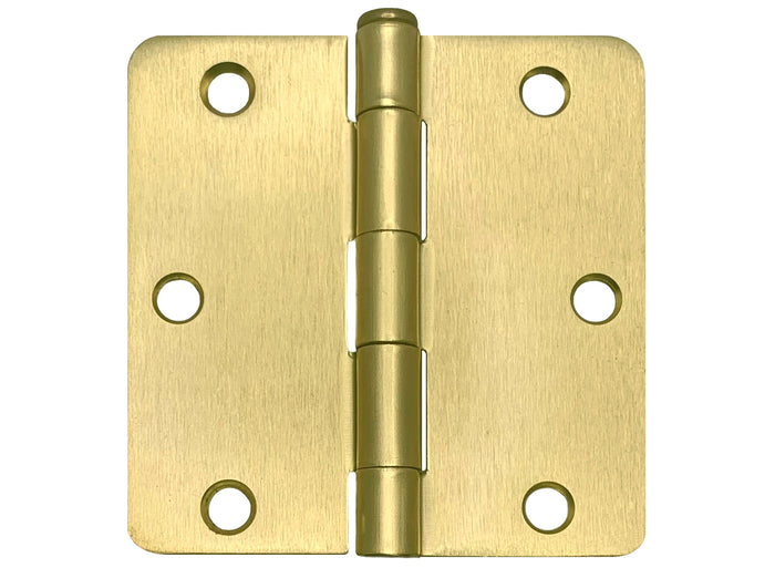 Beautiful satin brass door hinge 3.5 inch with 1/4 inch radius for interior doors.