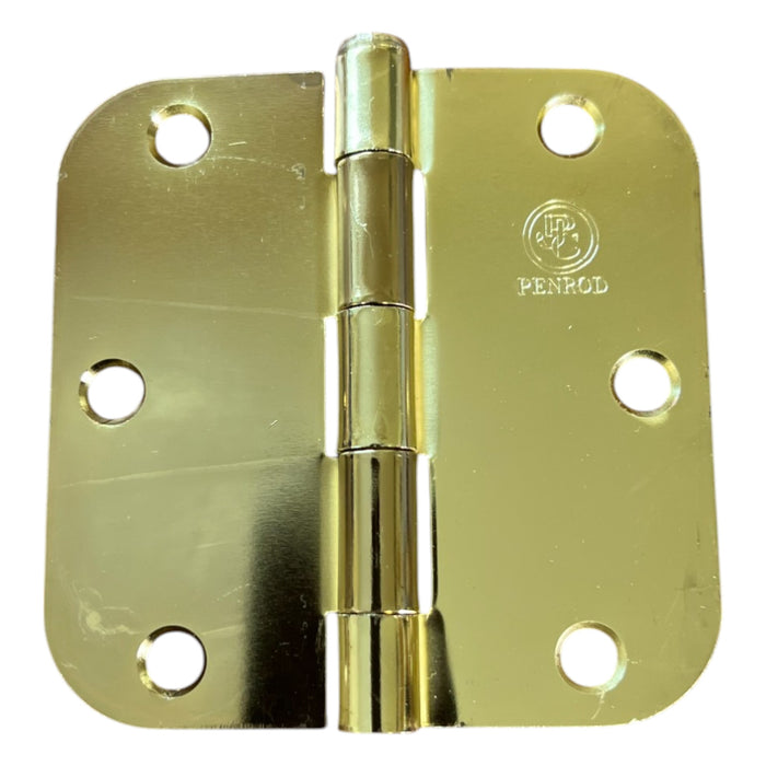 Light Brass Door Hinge with semi reflective finish 3.5 inch with 5/8 inch radius