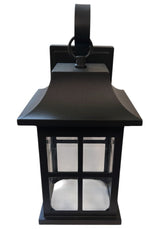 Black Wall Sconce 12" Lantern with clear glass and single 60 watt bulb base