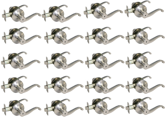 20 Pack of Satin Nickel Privacy Door Handles 835 Series.  Contractor Pack Door Hardware