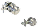 satin nickel door knob and deadbolt combo set