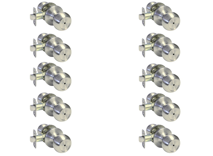Satin Nickel Round Privacy Knob Contractor Pack 10 piece set
