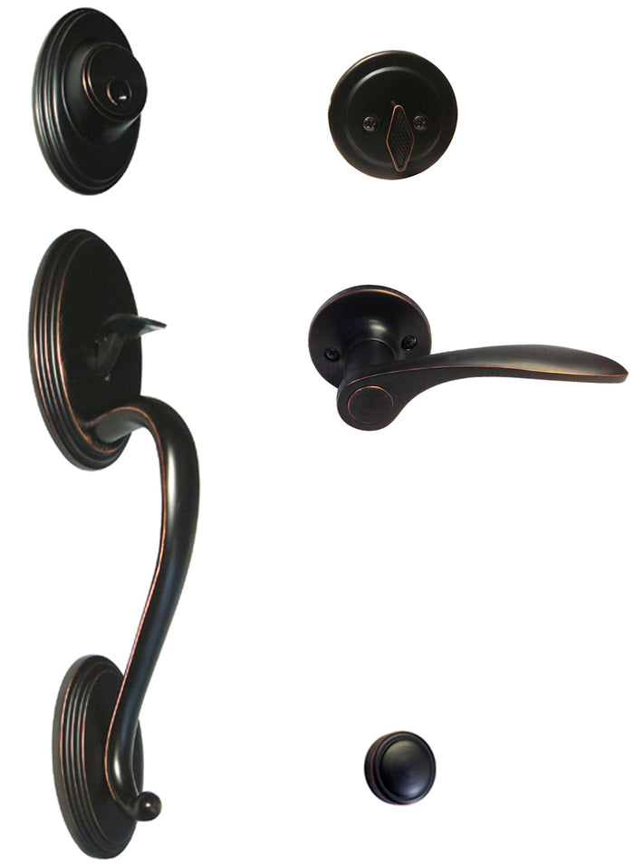 Traditional Thick Door Handleset  Oil Rubbed Bronze Finish with 838 Lever