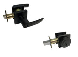 Black Square Door Handle and Deadbolt Combo