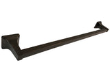 Dark oil rubbed bronze 24" towel bar with rectangular base.