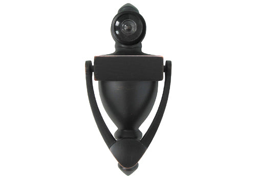 Dark Oil Rubbed Bronze Door Knocker with Peephole