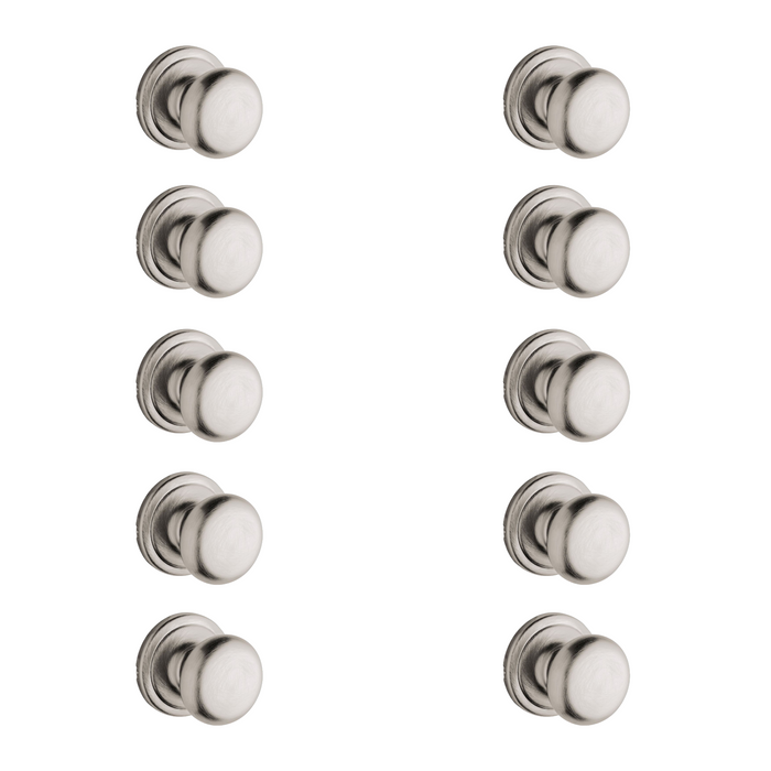10 Pack of Kwikset Hancock Satin Nickel Passage Door Knobs