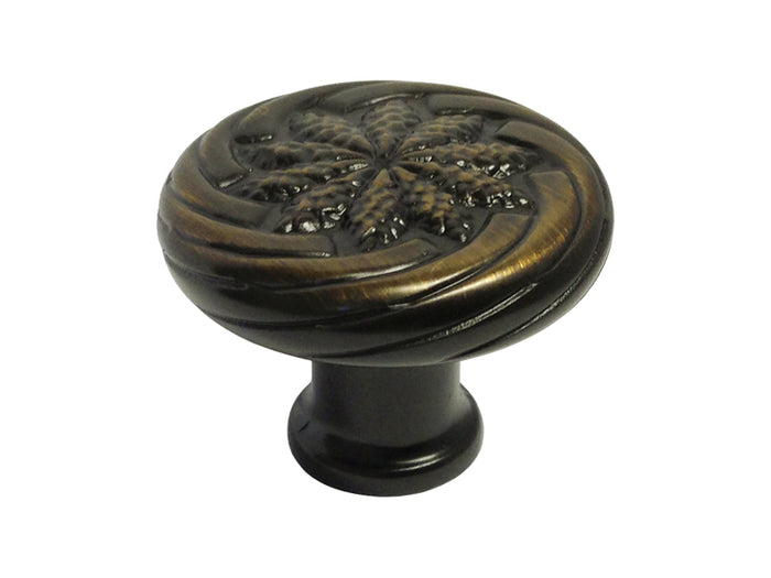 Antique Brass Cabinet Knob with a Wheat Design