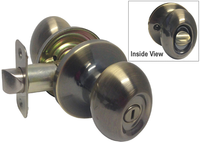 Privacy Antique Brass Finish Door Oval Knob