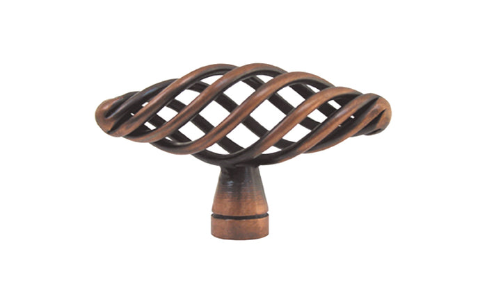 Antique Copper Cabinet Knob with a Bird Cage Design
