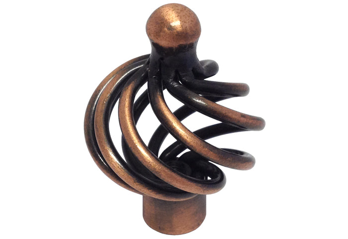 Antique Copper Cabinet Knob with a Bird Cage Design