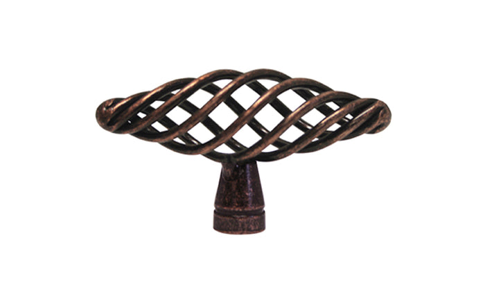 Antique Machined Copper Oval Birdcage Pull 2-3/8