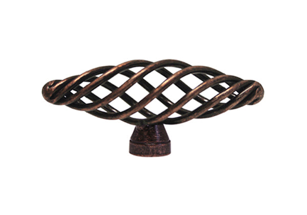Antique Copper Machined Cabinet Knob with a Bird Cage Design