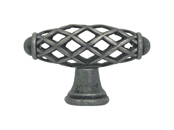 Antique Pewter Basket Cabinet Knob