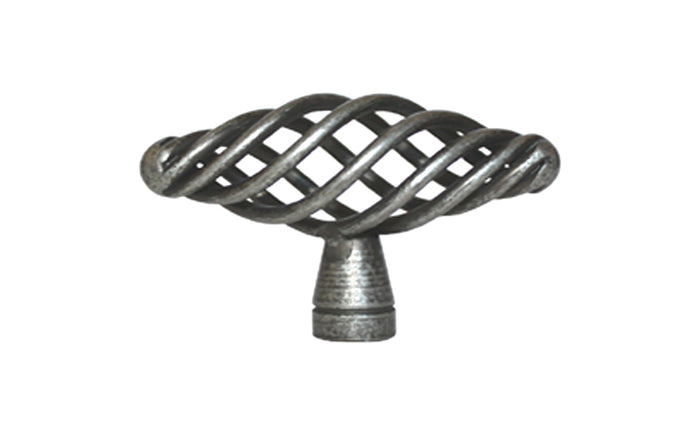 Antique Pewter Oval Birdcage Cabinet Knob