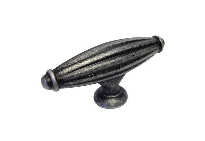 Antique Pewter Fluted Oval Cabinet Knob 2-9/16