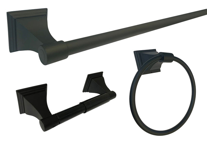 Matte Black Towel Bar Kit with 24