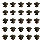 25 Pack of Dark Oil Rubbed Bronze Square Style Modern Cabinet Knobs