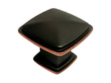 Oil Rubbed Bronze Square Cabinet Knob with copper reveal