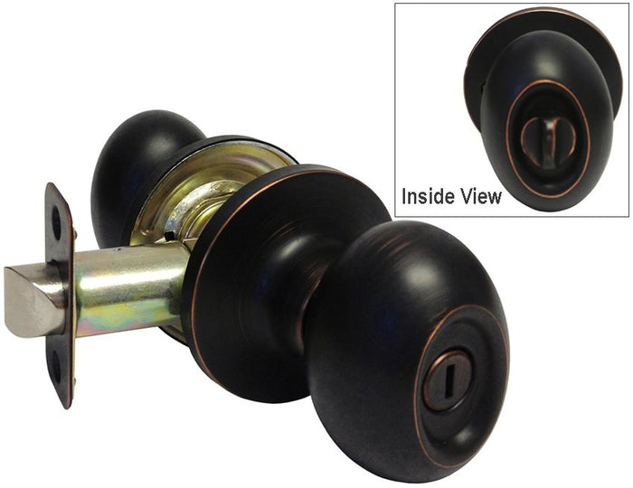 Dark Oil Rubbed Bronze Privacy Oval Knobs - Style: 6093DBR