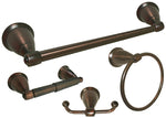 Oil Rubbed Bronze Towel Bar Kit with 18" Towel Bar, Towel Ring, Toilet Paper Holder, and Double Robe Hook with Round Base.