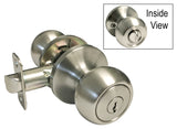 Satin Nickel Entrance Keyed Round Knobs -Style:5765DC