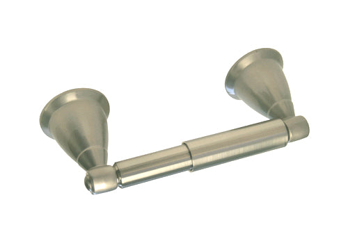 Satin Nickel Toilet Paper Holder with Round Base.