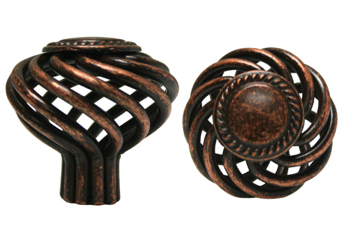 Antique Copper Machined Birdcage Knob