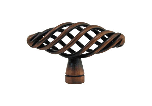 Antique Copper Oval Birdcage Knob 2-3/8