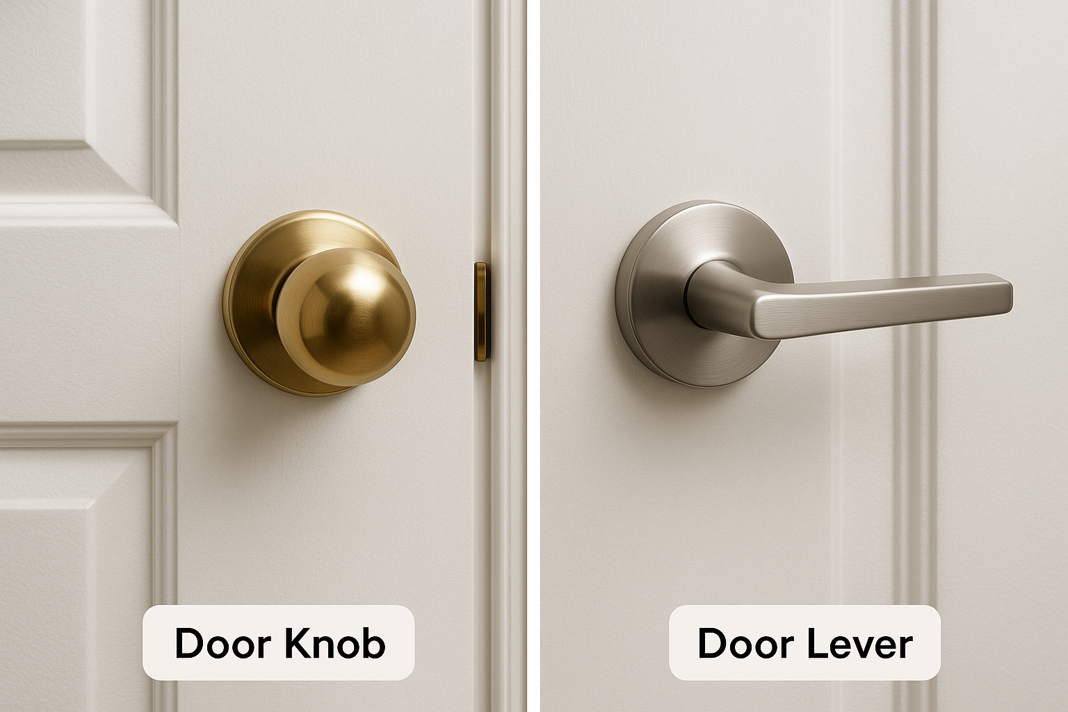 lever handle vs round knob door handle comparison diagram