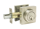 Satin Nickel Square Plate Single Deadbolt