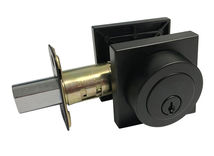 Black Finish Square Single Cylinder Deadbolt
