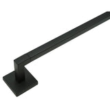black modern towel bar base detail on a white backgorund