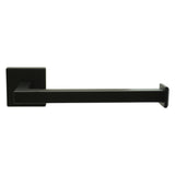 A matte black wall-mounted bathroom towel bar with a square backplate, shown against a plain white background.