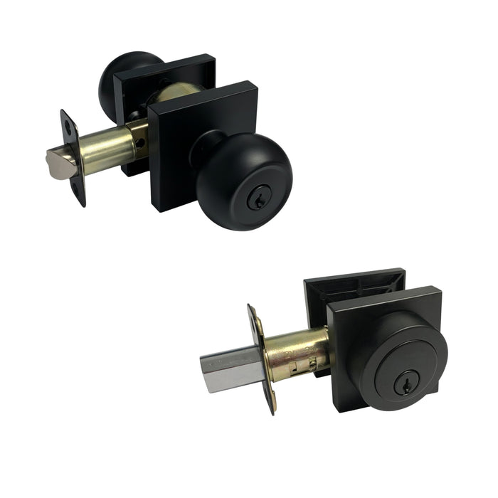 1 Pack- Contractor Pack 5765-6085NBL Black Entry Knob/Deadbolt Combo Keyed Alike