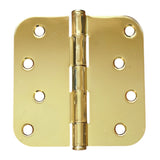 A single brass door hinge with six pre-drilled mounting holes on each leaf and a polished center pin, shown on a plain white background.