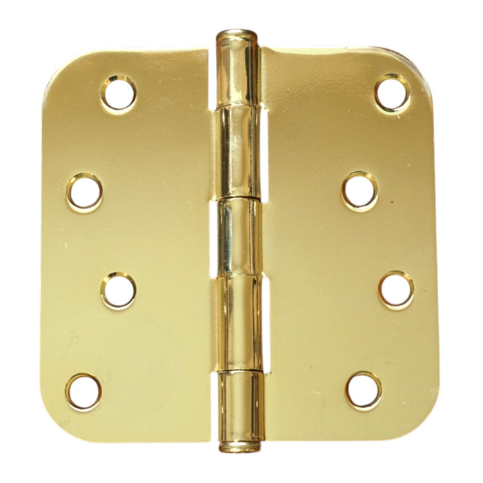 A single brass door hinge with six pre-drilled mounting holes on each leaf and a polished center pin, shown on a plain white background.