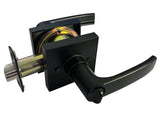 Black Finish Square Entry Door Handle- Style: 8048NBL