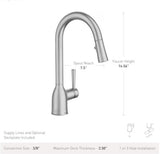 Moen Adler Matte Black Single Handle Pull Down Kitchen Faucet with Sprayer