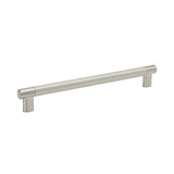 Satin Nickel 10-1/16" Knurled Bar Pull on a white background