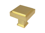 Brushed Brass 1 1/8" Square Knob Cabinet Knob 1023 30mm